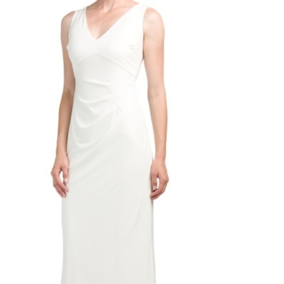 marina embellished v neck gown